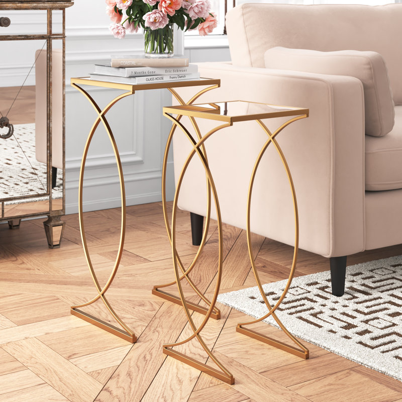 Etta Avenue Loquette Glass Sled Nesting Tables Reviews Wayfair